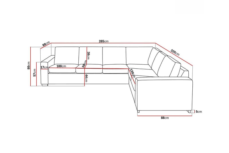 Crazy 5-sits Vändbar L-formad Large Hörnsoffa i Tyg - Brun - Möbler - Vardagsrum - Soffor - Hörnsoffor