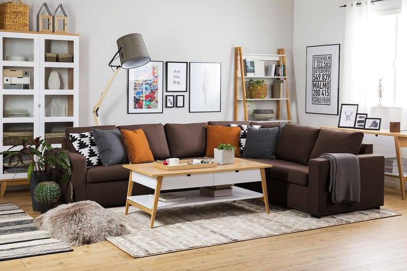 Crazy 5-sits Vändbar L-formad Large Hörnsoffa i Tyg - Brun - Möbler - Vardagsrum - Soffor - Hörnsoffor