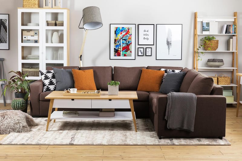 Crazy 5-sits Vändbar L-formad Large Hörnsoffa i Tyg - Brun - Möbler - Vardagsrum - Soffor - Hörnsoffor