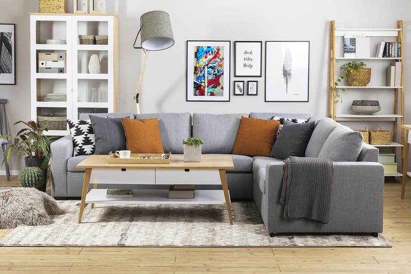 Crazy 5-sits Vändbar L-formad Large Hörnsoffa i Tyg - Grå - Möbler - Vardagsrum - Soffor - Hörnsoffor