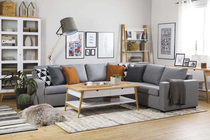 Crazy 5-sits Vändbar L-formad Large Hörnsoffa i Tyg - Grå - Möbler - Vardagsrum - Soffor - Hörnsoffor