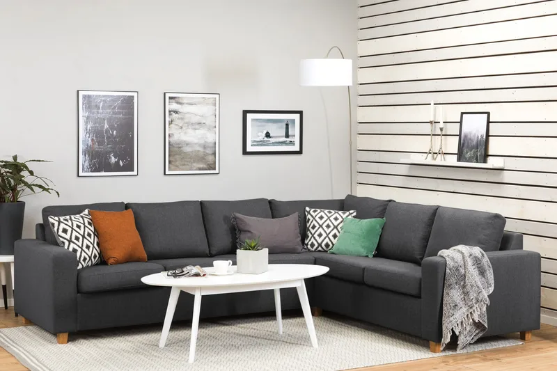 Crazy 5-sits Vändbar L-formad Large Hörnsoffa i Tyg - Mörkgrå - Möbler - Vardagsrum - Soffor - Hörnsoffor