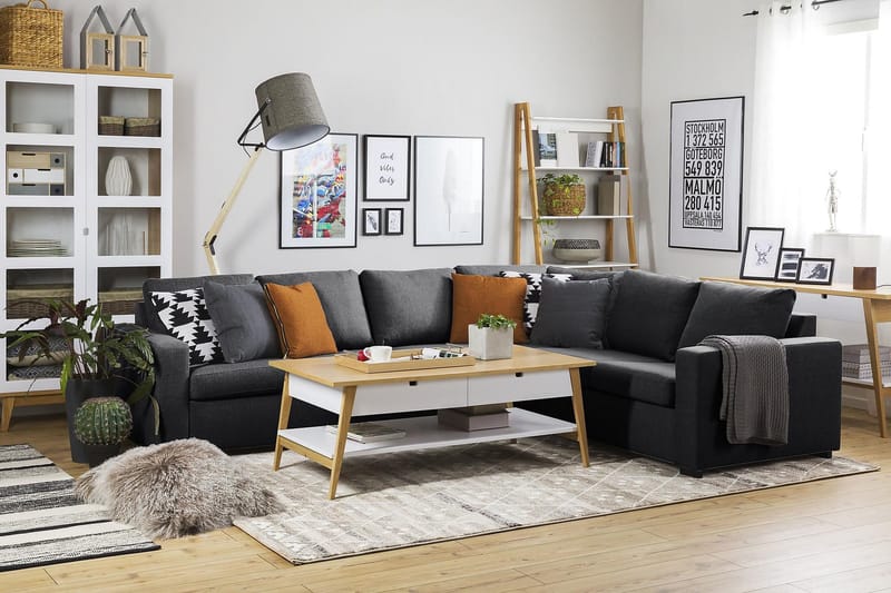 Crazy 5-sits Vändbar L-formad Large Hörnsoffa i Tyg - Mörkgrå - Möbler - Vardagsrum - Soffor - Hörnsoffor