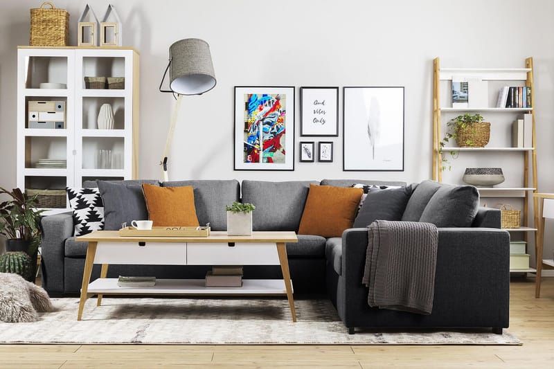 Crazy 5-sits Vändbar L-formad Large Hörnsoffa i Tyg - Mörkgrå - Möbler - Vardagsrum - Soffor - Hörnsoffor