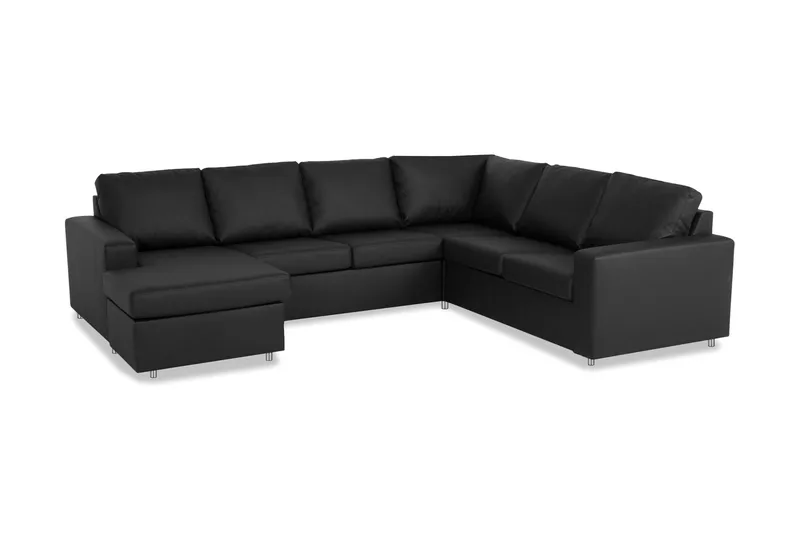 Crazy 5-sits Vänstervänd U-formad Hörnsoffa med divan i Konstläder - Svart - Möbler - Vardagsrum - Soffor - Hörnsoffor