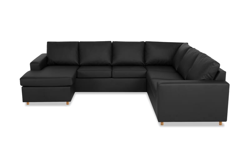 Crazy 5-sits Vänstervänd U-formad Hörnsoffa med divan i Konstläder - Svart - Möbler - Vardagsrum - Soffor - Hörnsoffor