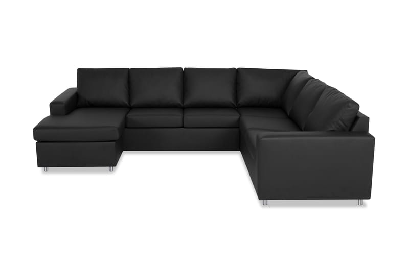 Crazy 5-sits Vänstervänd U-formad Hörnsoffa med divan i Konstläder - Svart - Möbler - Vardagsrum - Soffor - Hörnsoffor