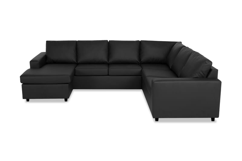 Crazy 5-sits Vänstervänd U-formad Hörnsoffa med divan i Konstläder - Svart - Möbler - Vardagsrum - Soffor - Hörnsoffor