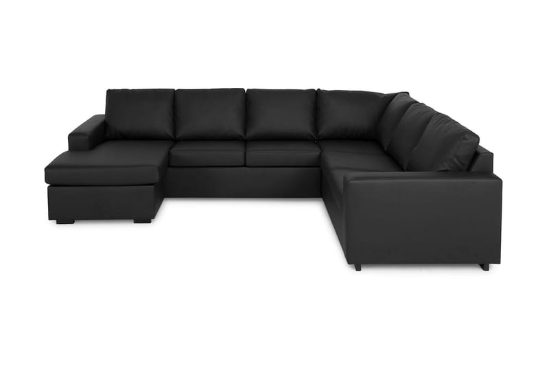 Crazy 5-sits Vänstervänd U-formad Hörnsoffa med divan i Konstläder, Svart