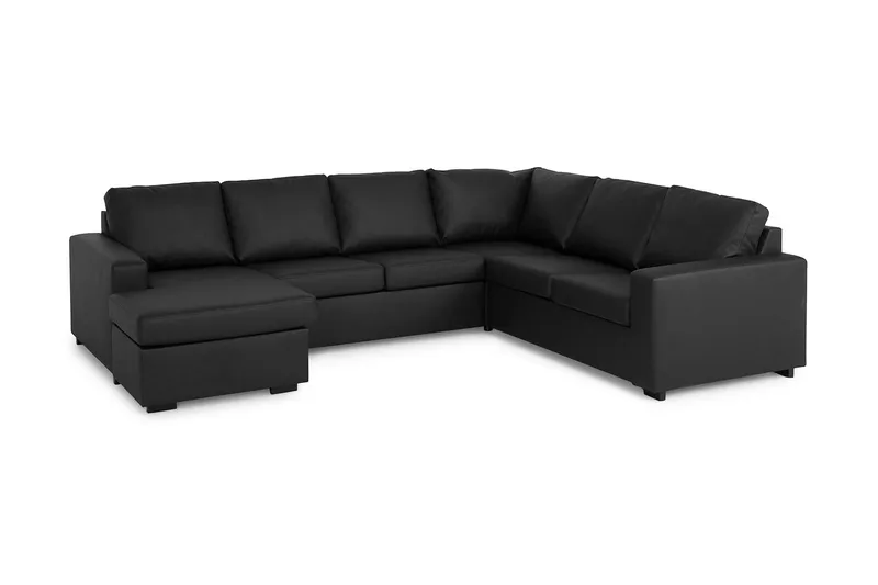 Crazy 5-sits Vänstervänd U-formad Hörnsoffa med divan i Konstläder - Svart - Möbler - Vardagsrum - Soffor - Hörnsoffor