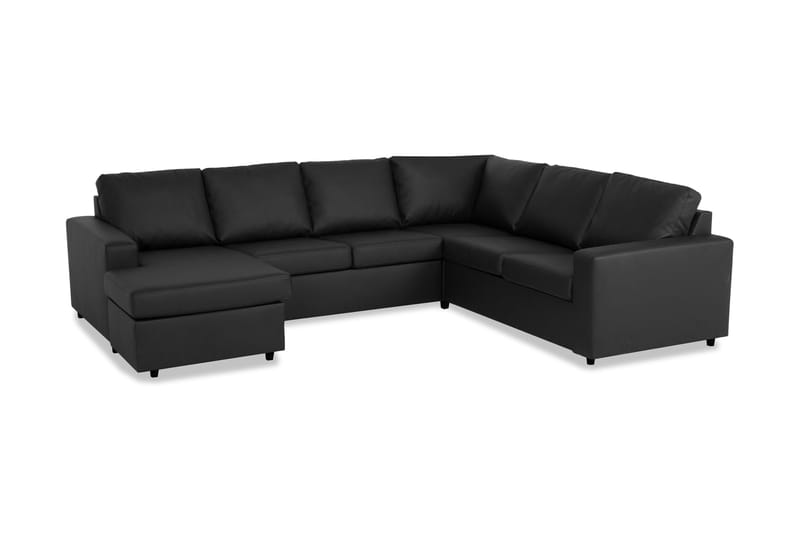 Crazy 5-sits Vänstervänd U-formad Hörnsoffa med divan i Konstläder - Svart - Möbler - Vardagsrum - Soffor - Hörnsoffor