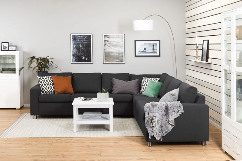 Crazy 6-sits Vändbar L-formad X-Large Hörnsoffa i Tyg - Antracit - Möbler - Vardagsrum - Soffor - Hörnsoffor