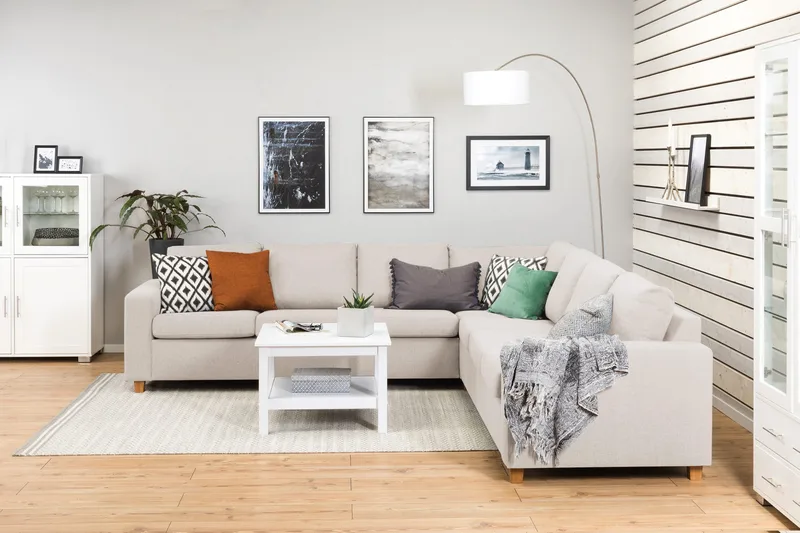 Crazy 6-sits Vändbar L-formad X-Large Hörnsoffa i Tyg - Beige - Möbler - Vardagsrum - Soffor - Hörnsoffor