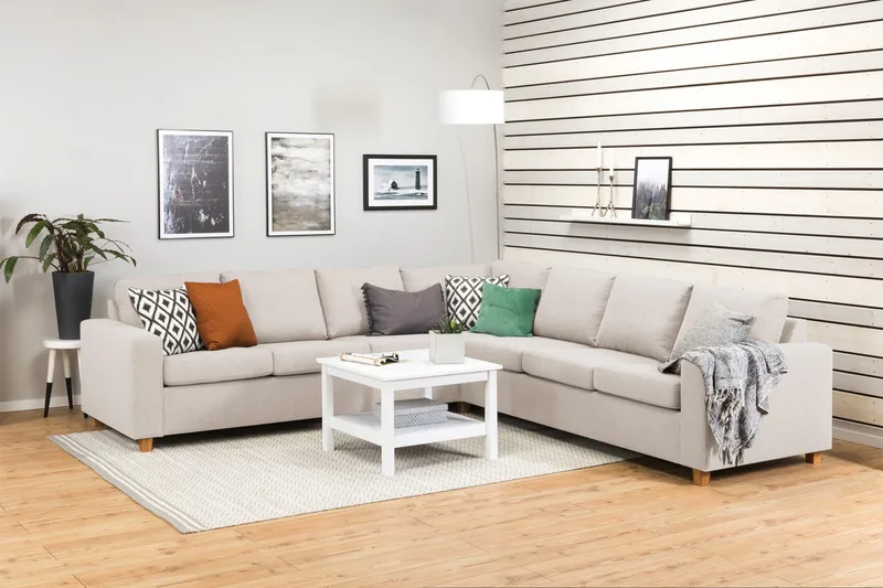 Crazy 6-sits Vändbar L-formad X-Large Hörnsoffa i Tyg - Beige - Möbler - Vardagsrum - Soffor - Hörnsoffor