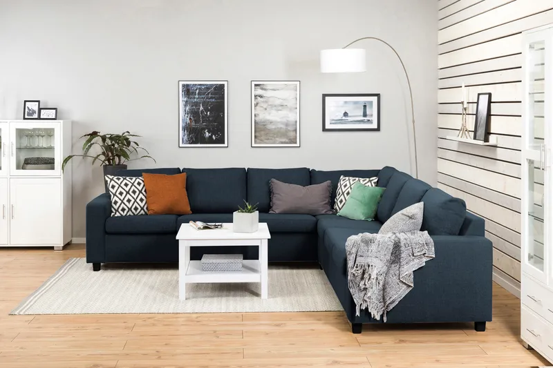 Crazy 6-sits Vändbar L-formad X-Large Hörnsoffa i Tyg - Blå - Möbler - Vardagsrum - Soffor - Hörnsoffor