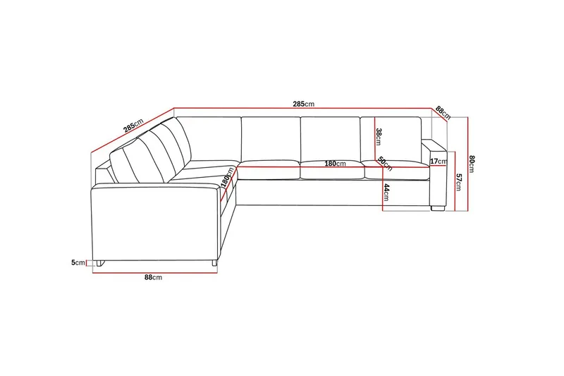 Crazy 6-sits Vändbar L-formad X-Large Hörnsoffa i Tyg - Brun - Möbler - Vardagsrum - Soffor - Hörnsoffor