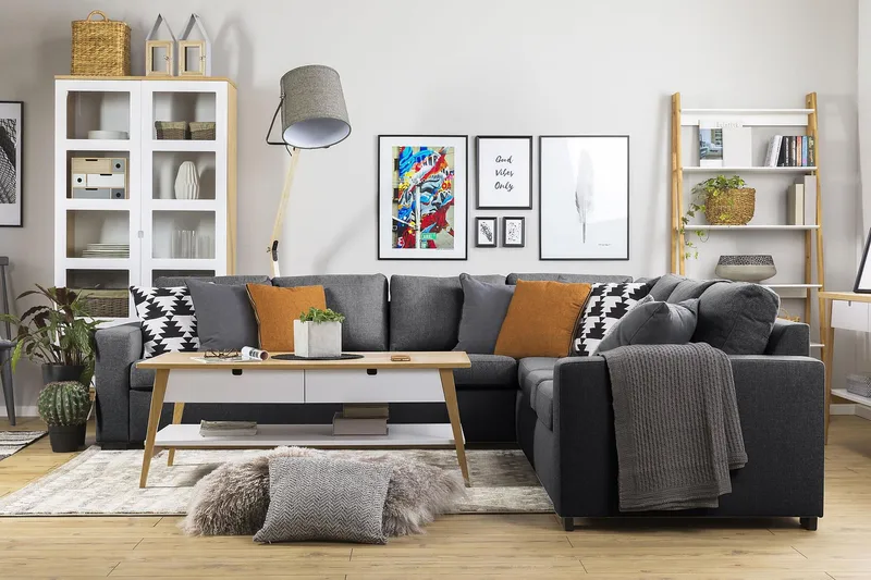 Crazy 6-sits Vändbar L-formad X-Large Hörnsoffa i Tyg - Mörkgrå - Möbler - Vardagsrum - Soffor - Hörnsoffor