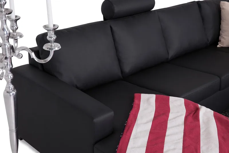 Crazy 6-sits Vänstervänd U-formad Large Hörnsoffa med divan i Konstläder - Svart - Möbler - Vardagsrum - Soffor - Hörnsoffor