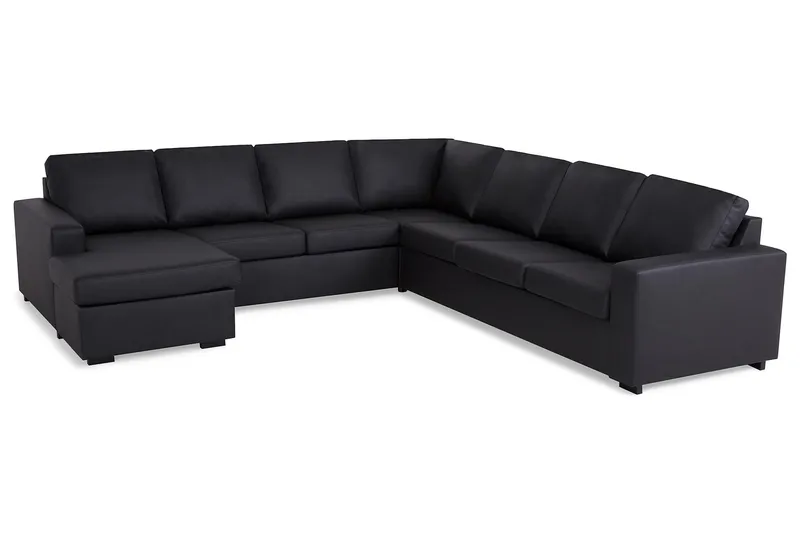 Crazy 6-sits Vänstervänd U-formad Large Hörnsoffa med divan i Konstläder - Svart - Möbler - Vardagsrum - Soffor - Hörnsoffor