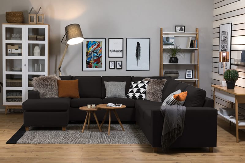 Crazy 6-sits Vänstervänd U-formad Large Hörnsoffa med divan i Tyg - Antracit - Möbler - Vardagsrum - Soffor - Hörnsoffor