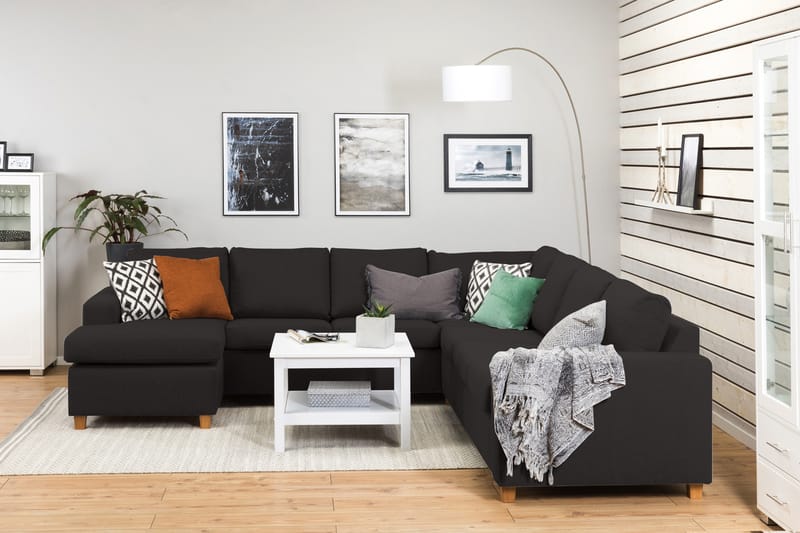 Crazy 6-sits Vänstervänd U-formad Large Hörnsoffa med divan i Tyg - Antracit - Möbler - Vardagsrum - Soffor - Hörnsoffor