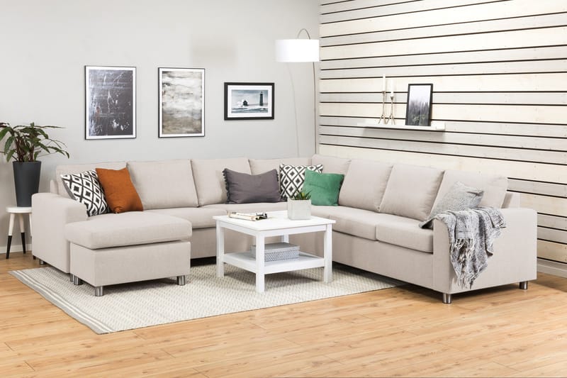 Crazy 6-sits Vänstervänd U-formad Large Hörnsoffa med divan i Tyg - Beige - Möbler - Vardagsrum - Soffor - Hörnsoffor