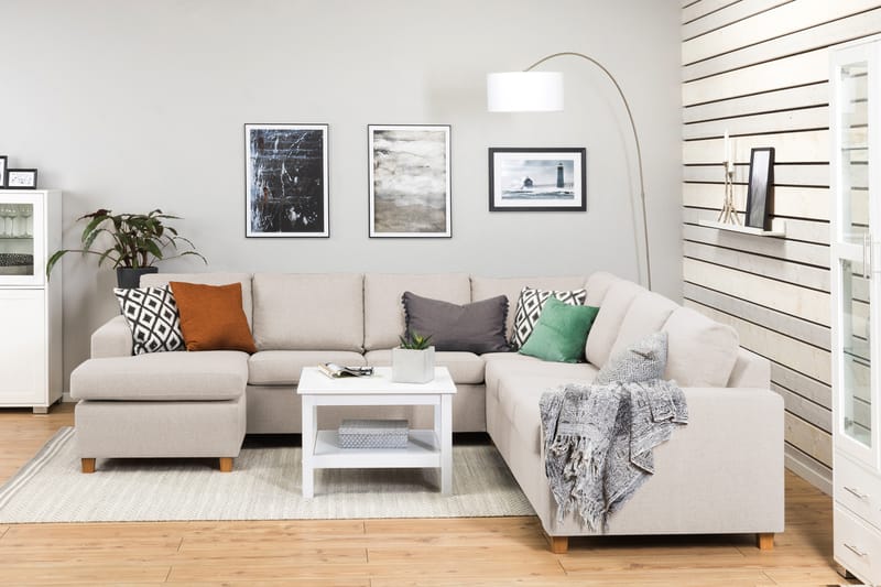 Crazy 6-sits Vänstervänd U-formad Large Hörnsoffa med divan i Tyg - Beige - Möbler - Vardagsrum - Soffor - Hörnsoffor