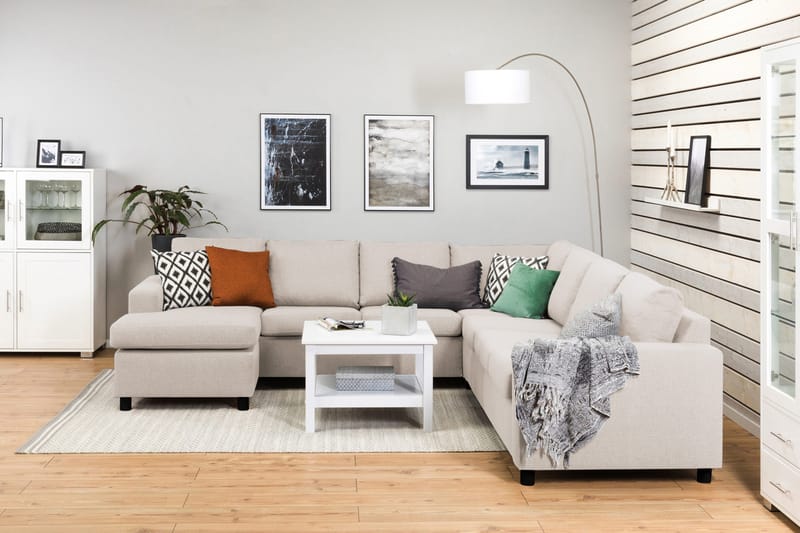 Crazy 6-sits Vänstervänd U-formad Large Hörnsoffa med divan i Tyg - Beige - Möbler - Vardagsrum - Soffor - Hörnsoffor