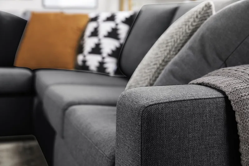 Crazy 6-sits Vänstervänd U-formad Large Hörnsoffa med divan i Tyg - Mörkgrå - Möbler - Vardagsrum - Soffor - Hörnsoffor