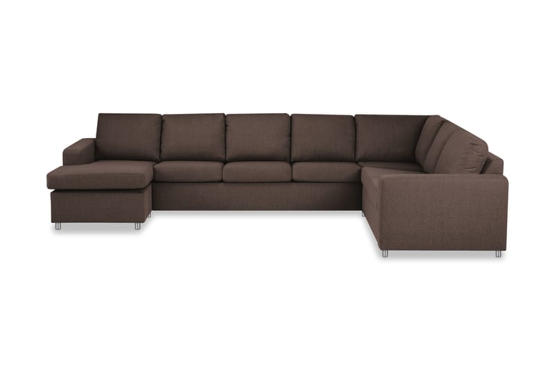 Crazy 6-sits Vänstervänd U-formad X-Large Hörnsoffa med divan i Tyg - Brun - Möbler - Vardagsrum - Soffor - Hörnsoffor