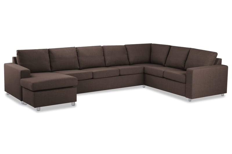 Crazy 6-sits Vänstervänd U-formad X-Large Hörnsoffa med divan i Tyg - Brun - Möbler - Vardagsrum - Soffor - Hörnsoffor
