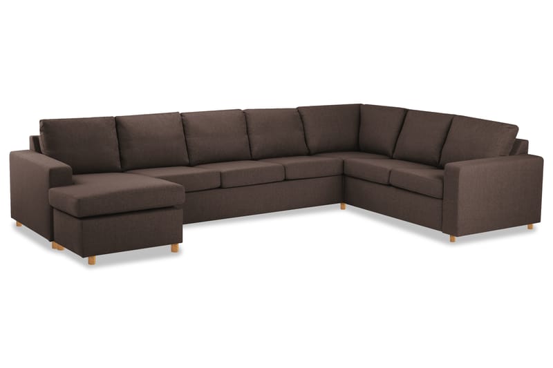Crazy 6-sits Vänstervänd U-formad X-Large Hörnsoffa med divan i Tyg - Brun - Möbler - Vardagsrum - Soffor - Hörnsoffor