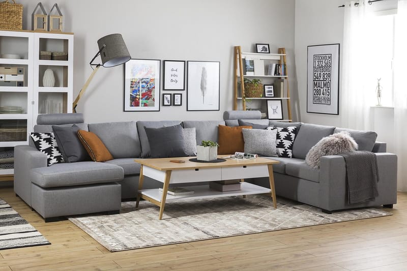 Crazy 6-sits Vänstervänd U-formad X-Large Hörnsoffa med divan i Tyg - Grå - Möbler - Vardagsrum - Soffor - Hörnsoffor