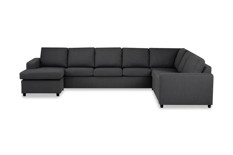 Crazy 6-sits Vänstervänd U-formad X-Large Hörnsoffa med divan i Tyg, Mörkgrå