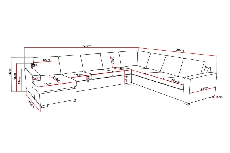 Crazy 7-sits Högervänd U-formad XX-Large Hörnsoffa med divan i Tyg - Beige - Möbler - Vardagsrum - Soffor - Hörnsoffor
