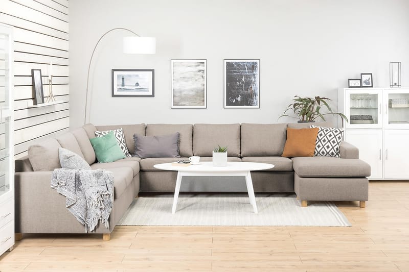 Crazy 7-sits Högervänd U-formad XX-Large Hörnsoffa med divan i Tyg - Beige - Möbler - Vardagsrum - Soffor - Hörnsoffor