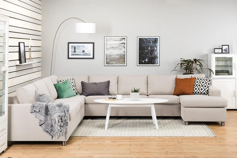 Crazy 7-sits Högervänd U-formad XX-Large Hörnsoffa med divan i Tyg - Beige - Möbler - Vardagsrum - Soffor - Hörnsoffor