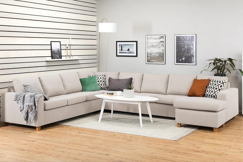 Crazy 7-sits Högervänd U-formad XX-Large Hörnsoffa med divan i Tyg - Beige - Möbler - Vardagsrum - Soffor - Hörnsoffor
