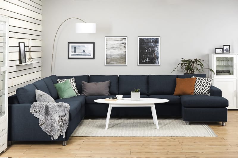 Crazy 7-sits Högervänd U-formad XX-Large Hörnsoffa med divan i Tyg - Blå - Möbler - Vardagsrum - Soffor - Hörnsoffor