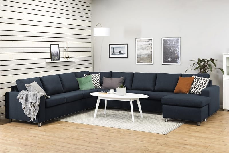 Crazy 7-sits Högervänd U-formad XX-Large Hörnsoffa med divan i Tyg - Blå - Möbler - Vardagsrum - Soffor - Hörnsoffor