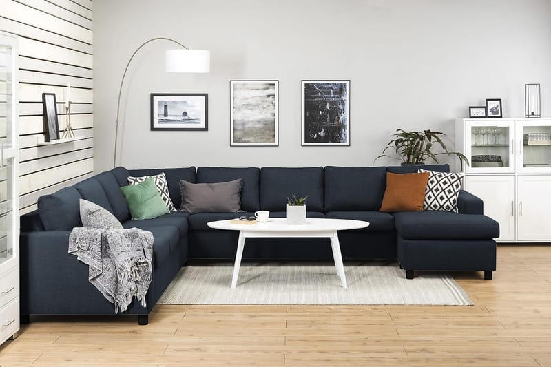 Crazy 7-sits Högervänd U-formad XX-Large Hörnsoffa med divan i Tyg - Blå - Möbler - Vardagsrum - Soffor - Hörnsoffor