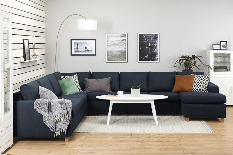 Crazy 7-sits Högervänd U-formad XX-Large Hörnsoffa med divan i Tyg - Blå - Möbler - Vardagsrum - Soffor - Hörnsoffor