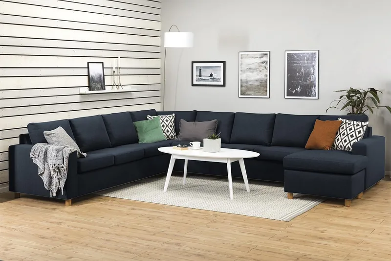 Crazy 7-sits Högervänd U-formad XX-Large Hörnsoffa med divan i Tyg - Blå - Möbler - Vardagsrum - Soffor - Hörnsoffor