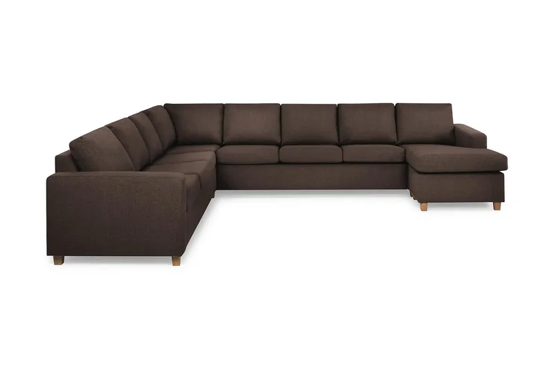 Crazy 7-sits Högervänd U-formad XX-Large Hörnsoffa med divan i Tyg, Brun