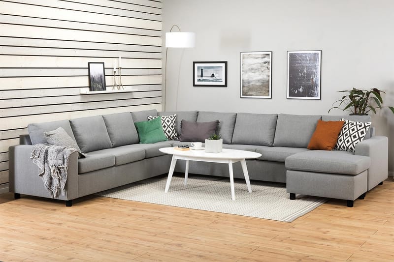 Crazy 7-sits Högervänd U-formad XX-Large Hörnsoffa med divan i Tyg - Grå - Möbler - Vardagsrum - Soffor - Hörnsoffor