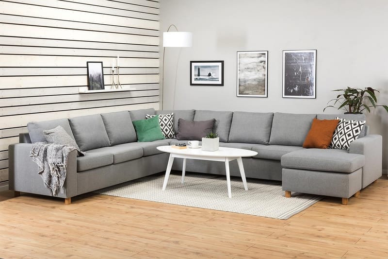 Crazy 7-sits Högervänd U-formad XX-Large Hörnsoffa med divan i Tyg - Grå - Möbler - Vardagsrum - Soffor - Hörnsoffor