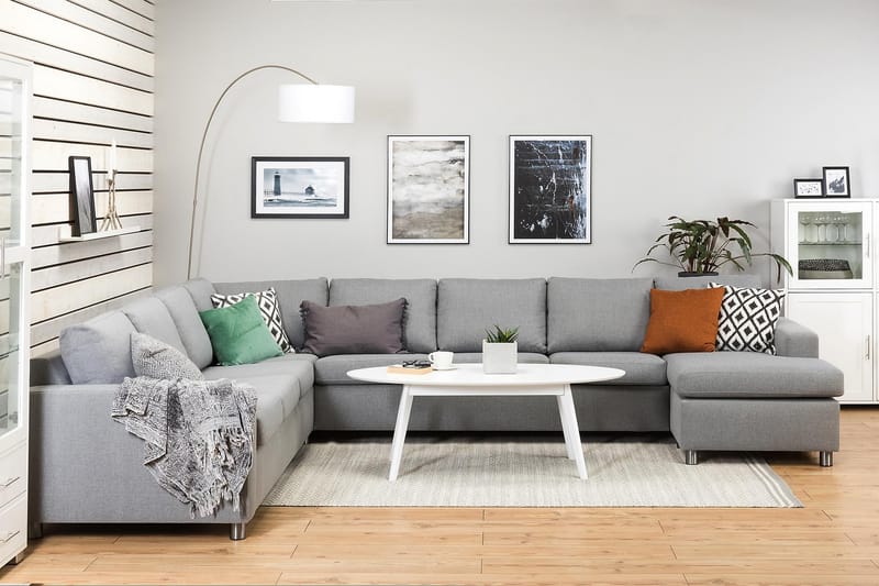 Crazy 7-sits Högervänd U-formad XX-Large Hörnsoffa med divan i Tyg - Grå - Möbler - Vardagsrum - Soffor - Hörnsoffor