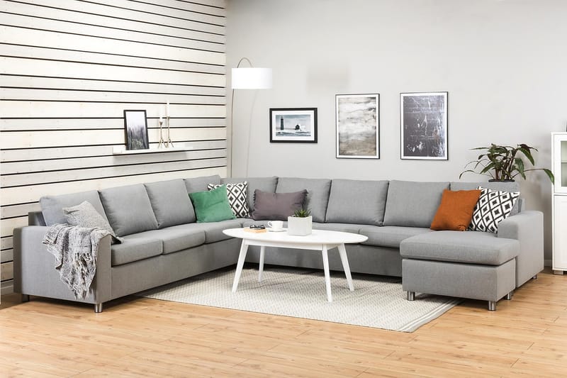 Crazy 7-sits Högervänd U-formad XX-Large Hörnsoffa med divan i Tyg - Grå - Möbler - Vardagsrum - Soffor - Hörnsoffor