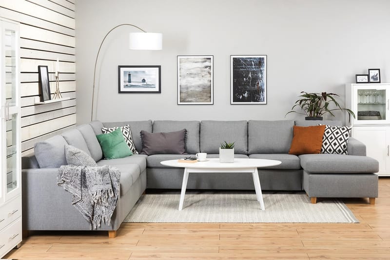 Crazy 7-sits Högervänd U-formad XX-Large Hörnsoffa med divan i Tyg - Grå - Möbler - Vardagsrum - Soffor - Hörnsoffor