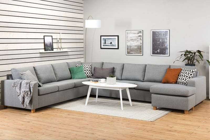 Crazy 7-sits Högervänd U-formad XX-Large Hörnsoffa med divan i Tyg - Grå - Möbler - Vardagsrum - Soffor - Hörnsoffor
